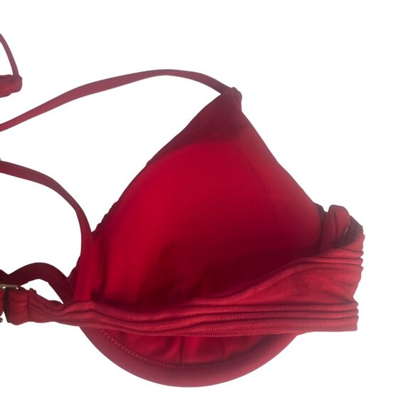 Zaful Padded Underwire Bikini Swim Top Womens Medium Red New Textured - Picture 4 of 7